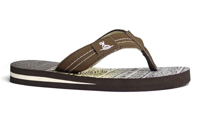 REDVOLUTION New Kids' Tribal Pattern Tropical Print Beach Sandals Boys' Bali Flip-Flop (5, Brown, numeric_5) - Image 2